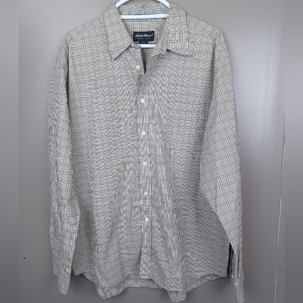 Eddie Bauer Mens Button Up Shirt XL tan